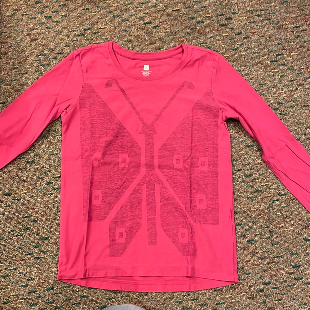 Girls size L Tea collection long sleeve butterfly top. New